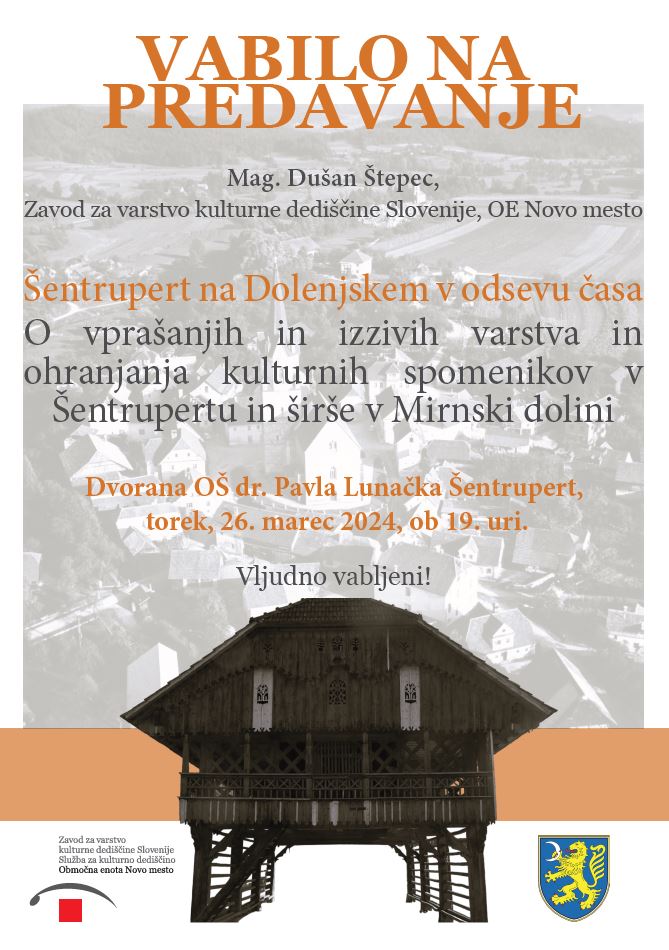 JPG- Vabilo na predavanje - Šentrupert na Dolenjskem v odsevu časa